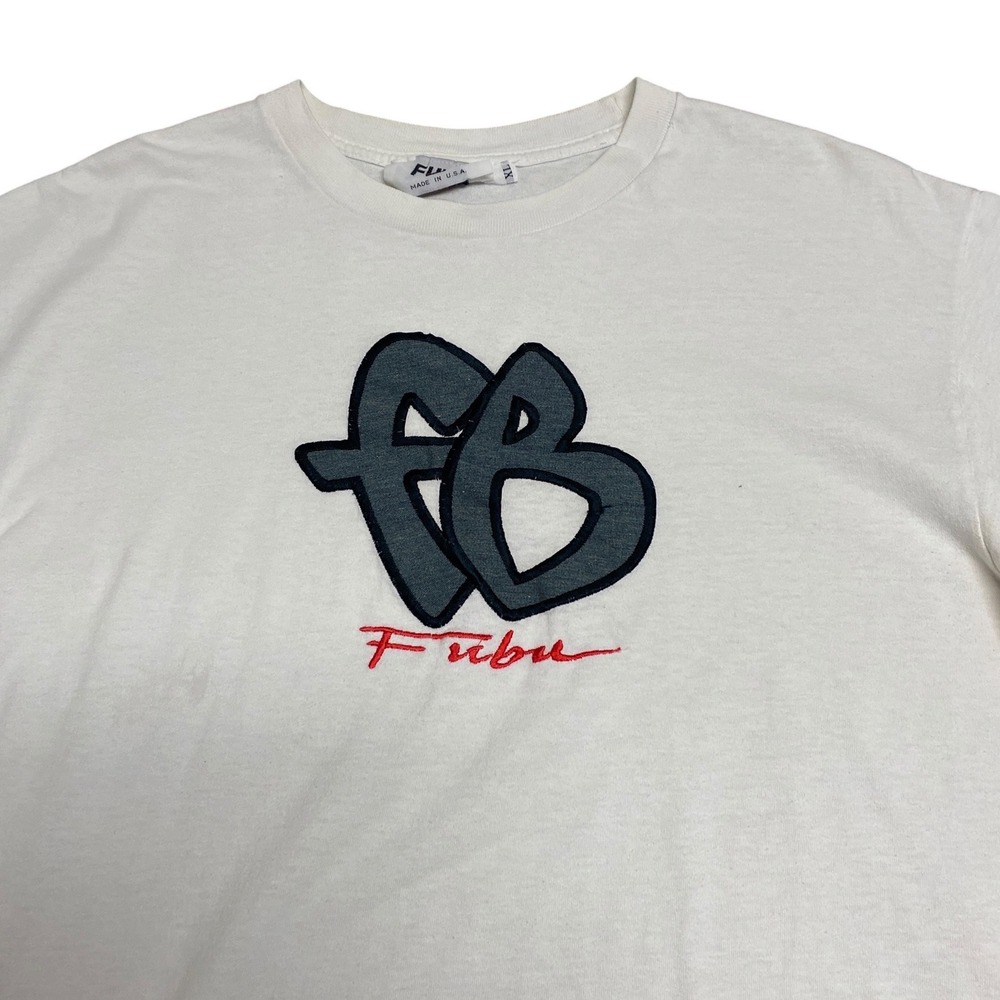 Vintage White FUBU Embroidered Logo T-Shirt XL